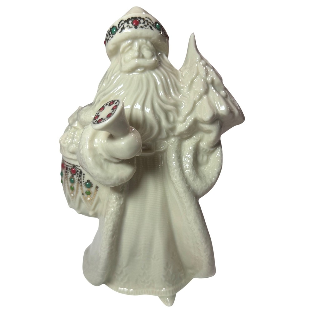Lenox China Jewels Kris Kringle Santa Figurine 7 Ivory Gold Jeweled Christmas